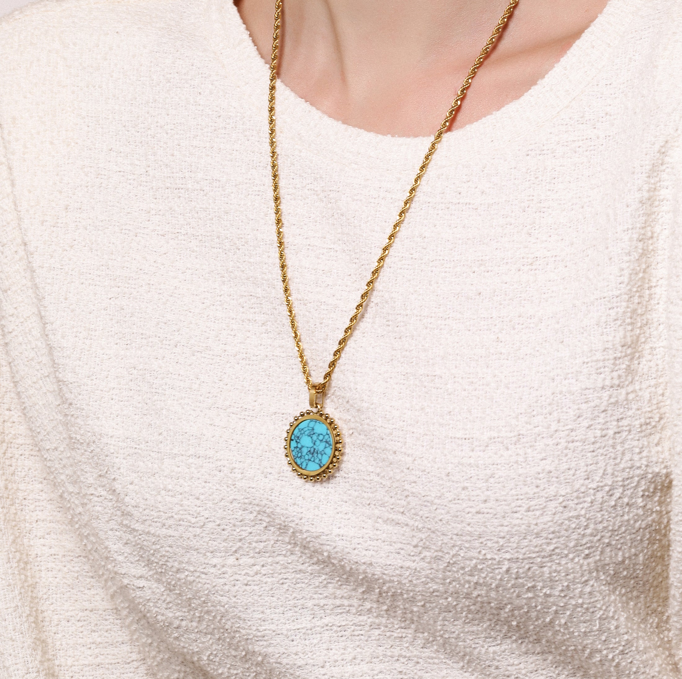 Turquoise Stone &amp; Tile Pendant Gift Set