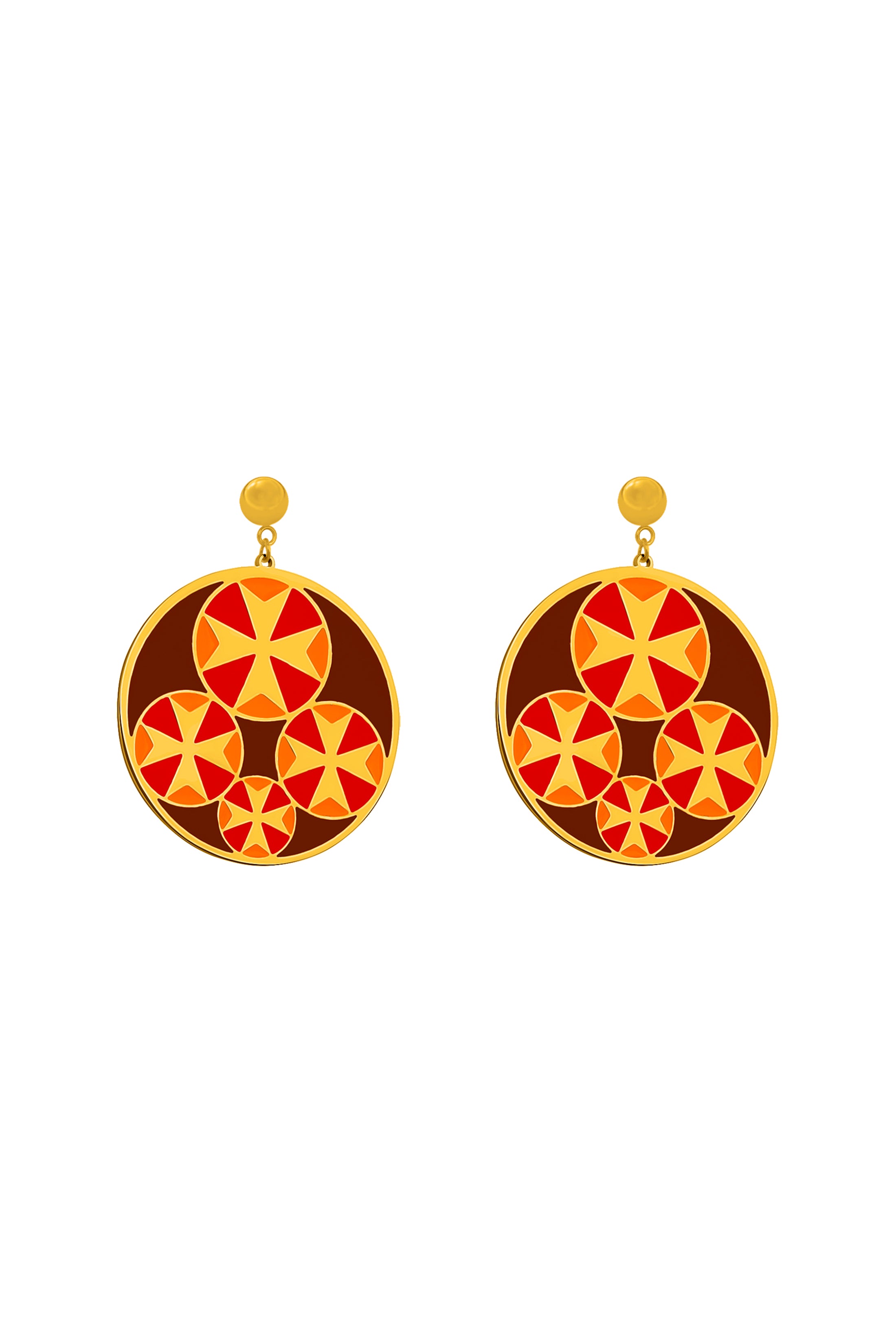 Flame Tetrad Maltese Cross Earring Set