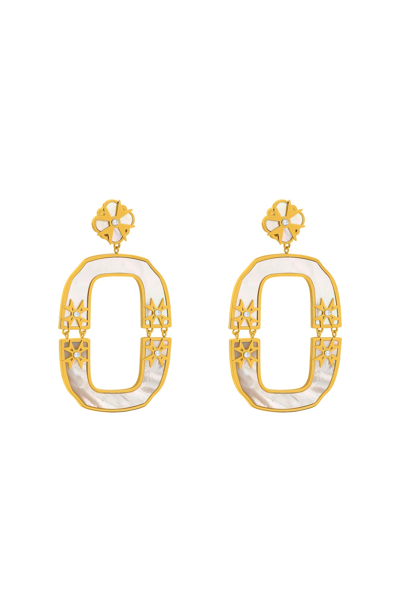Hinged Mother of Pearl Statement Earrings