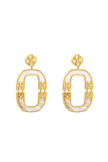 Hinged Mother of Pearl Statement Earrings