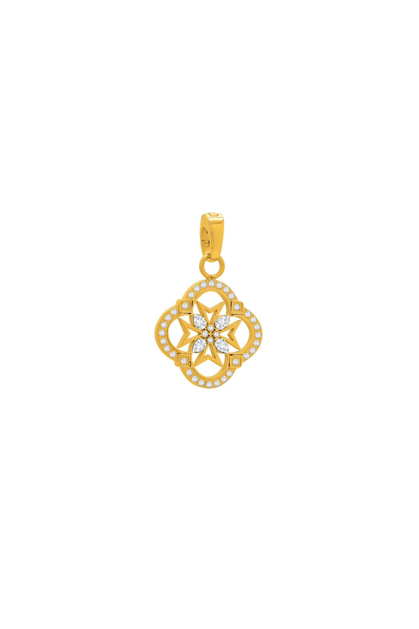 Quad Crystal Maltese Cross Pendant