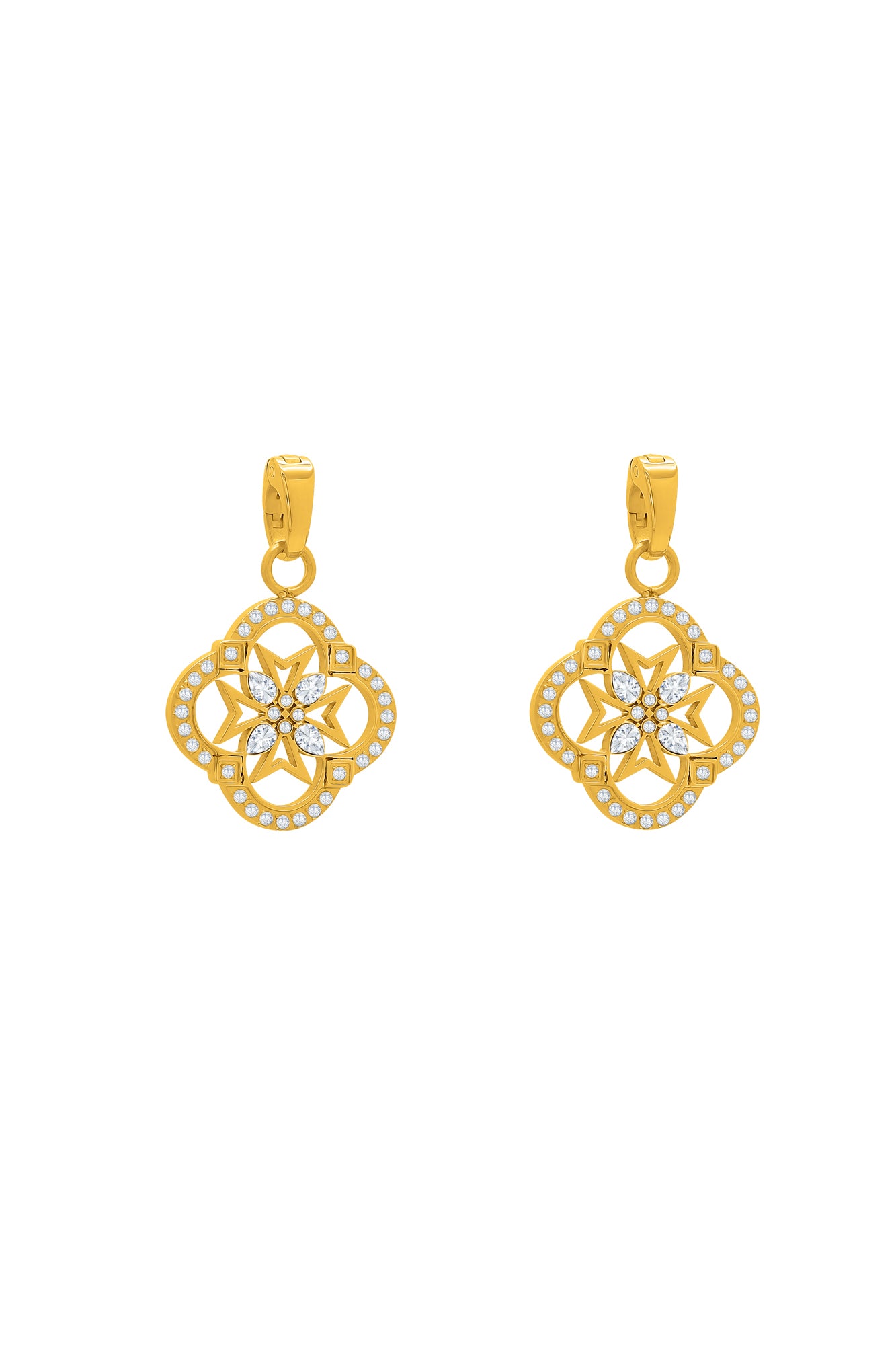 Quad Crystal Maltese Cross Pendant Earring Set