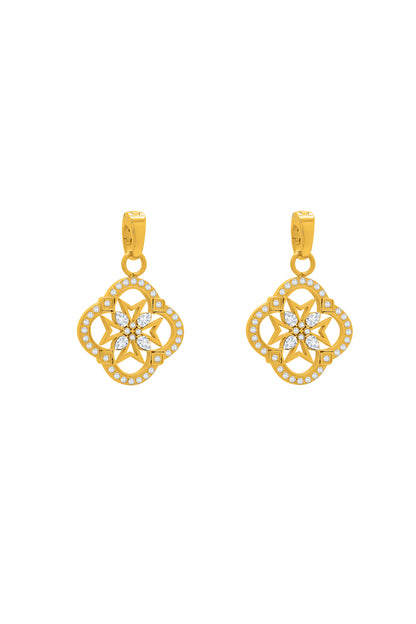 Quad Crystal Maltese Cross Pendant Earring Set