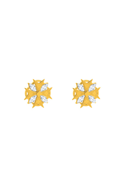 Quad Crystal Maltese Cross Stud Earring Set
