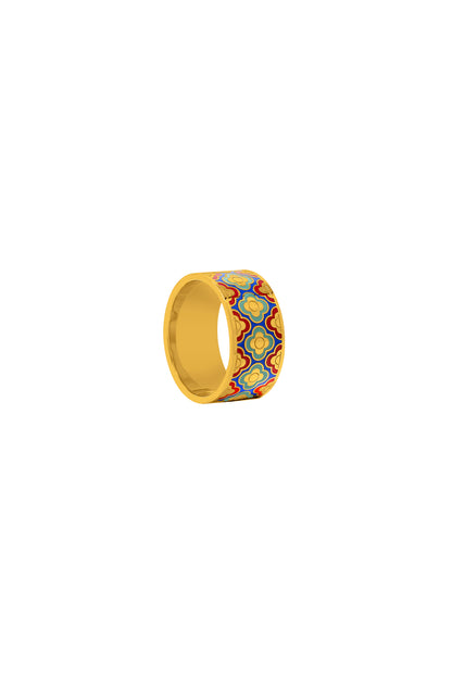 Lellux Teal &amp; Burgundy Maltese Tile Ring