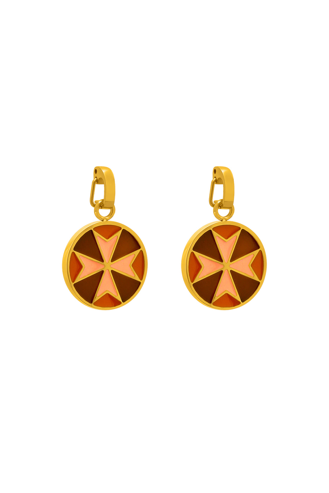 Hazel Brown Maltese Cross Pendant Earring Set