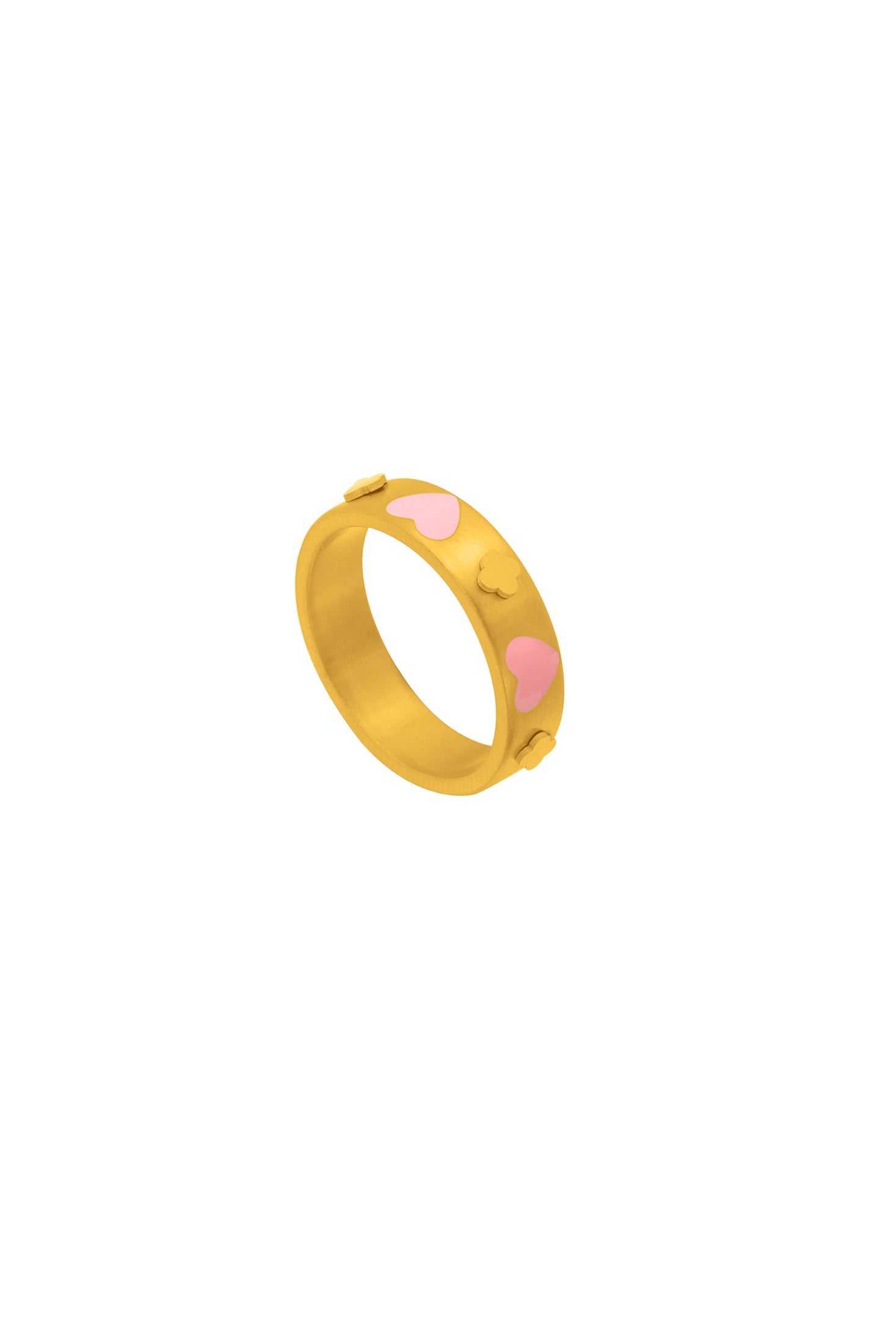 Pink Heart Enamel Ring