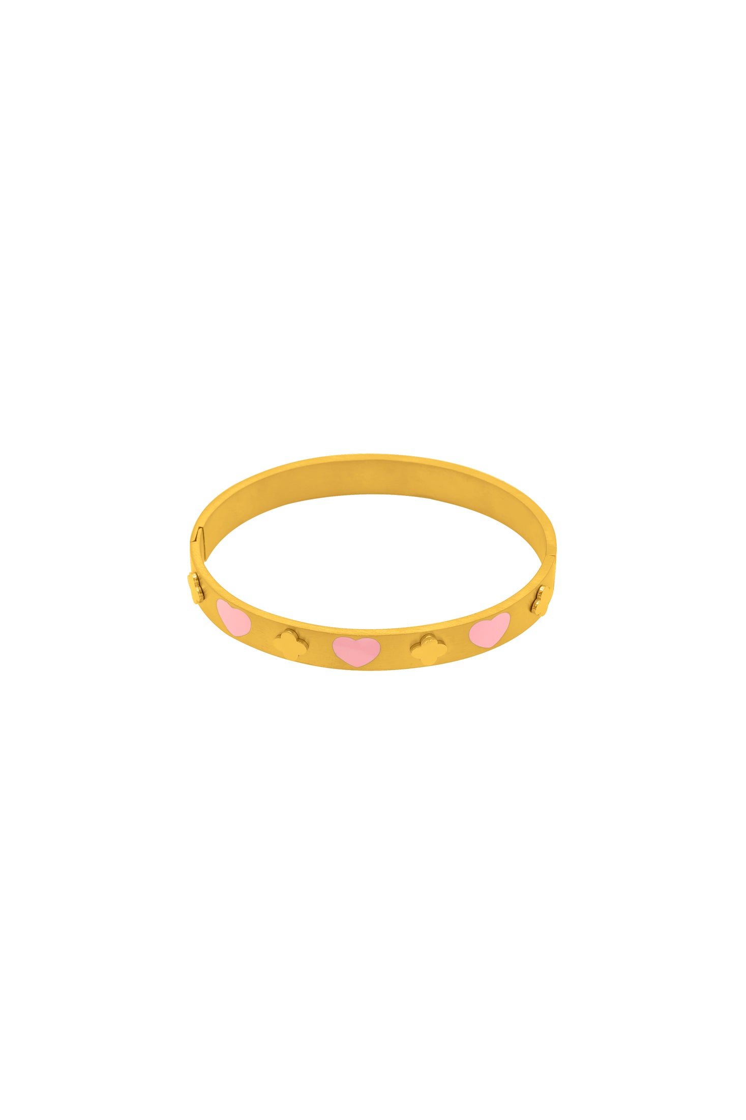 Pink Heart Enamel Bangle