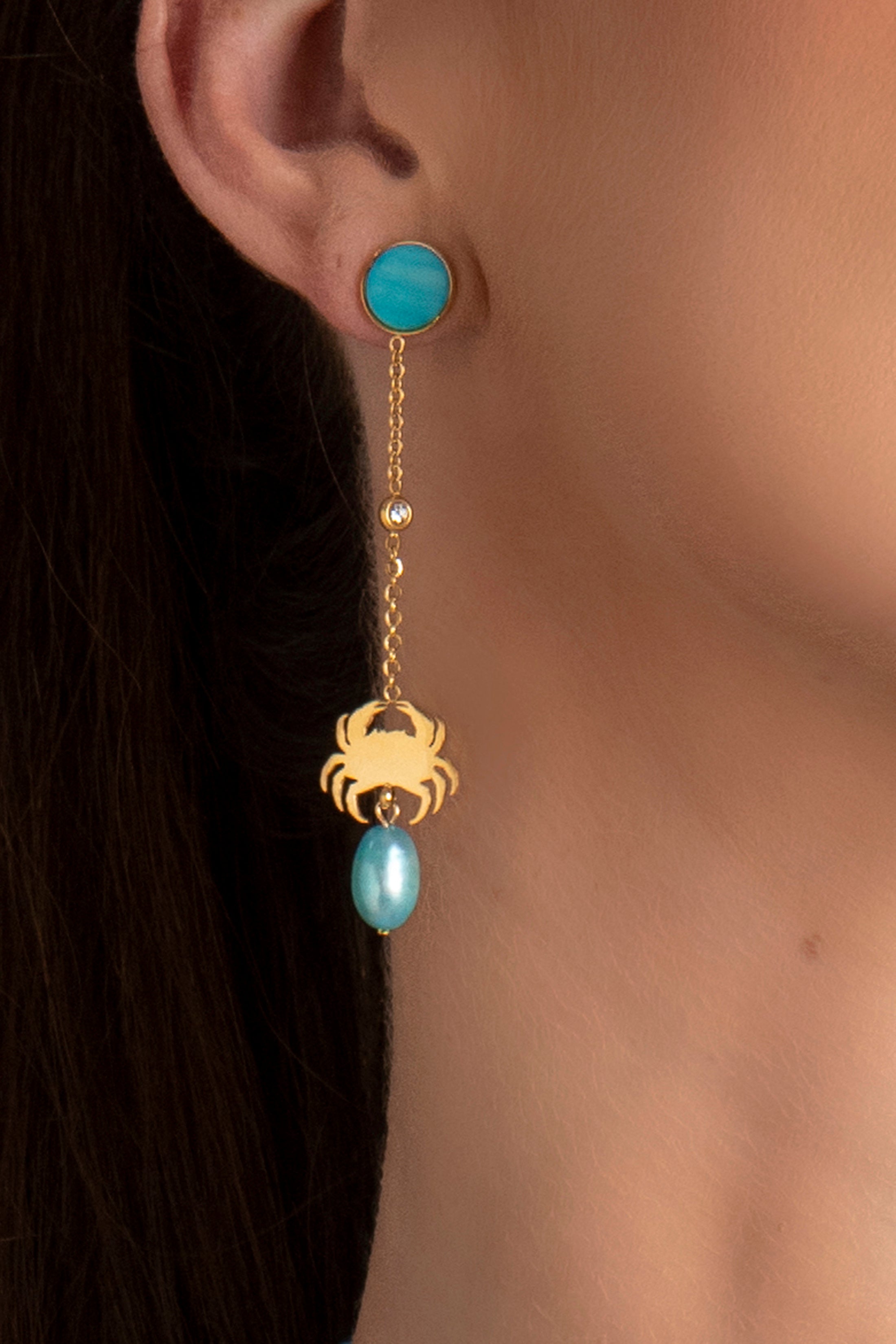 Qabru Blue FreshWater Pearl Drop Earrings