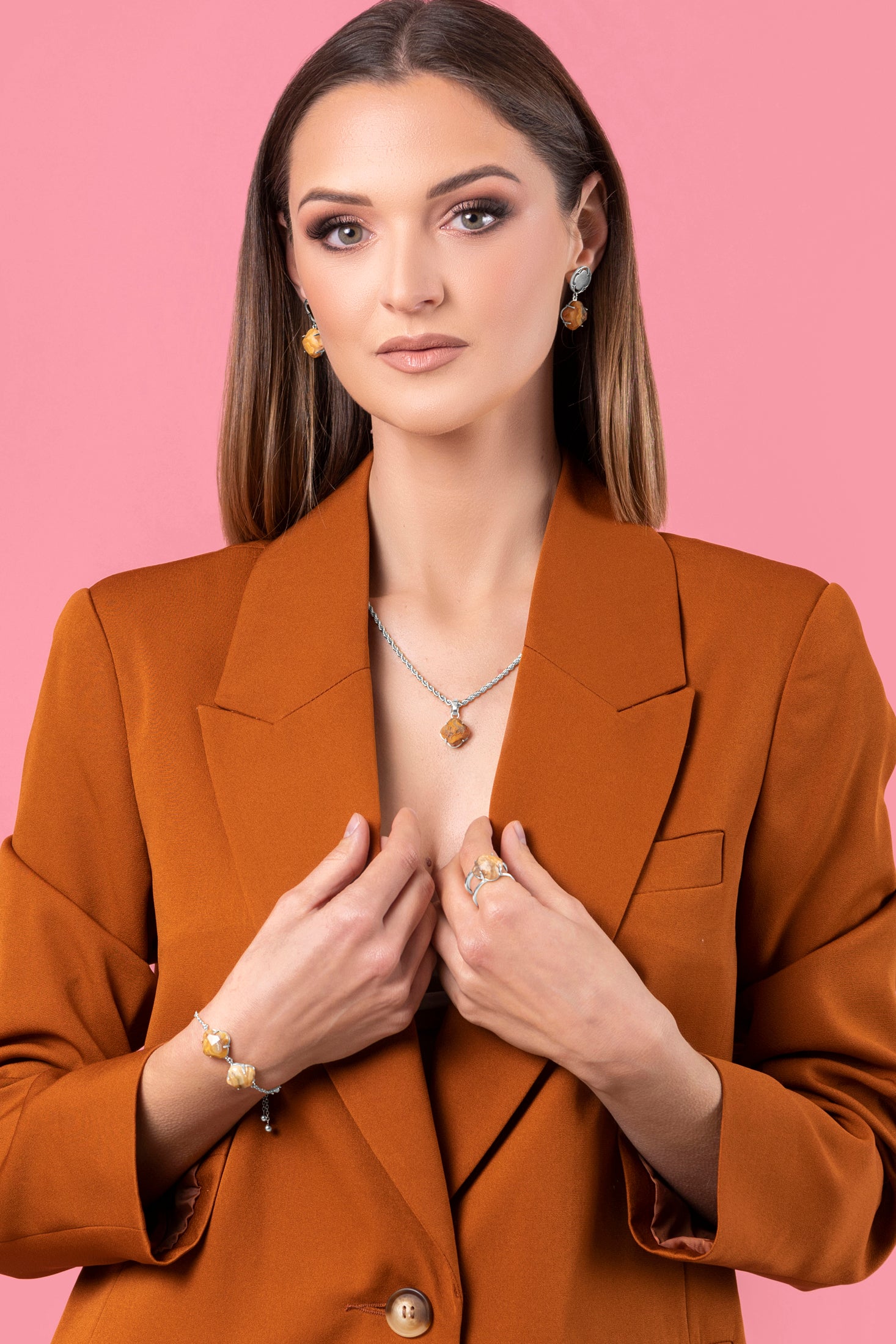 Stone Station Pendant Silver Coloured