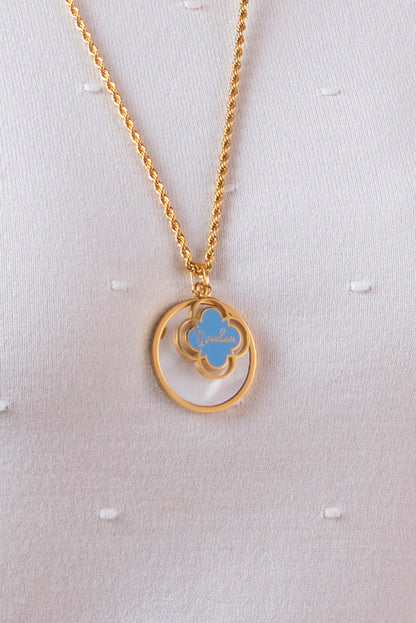 "Grandma" Blue Enamel Pendant
