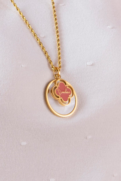 "Grandma" Pink Enamel Pendant