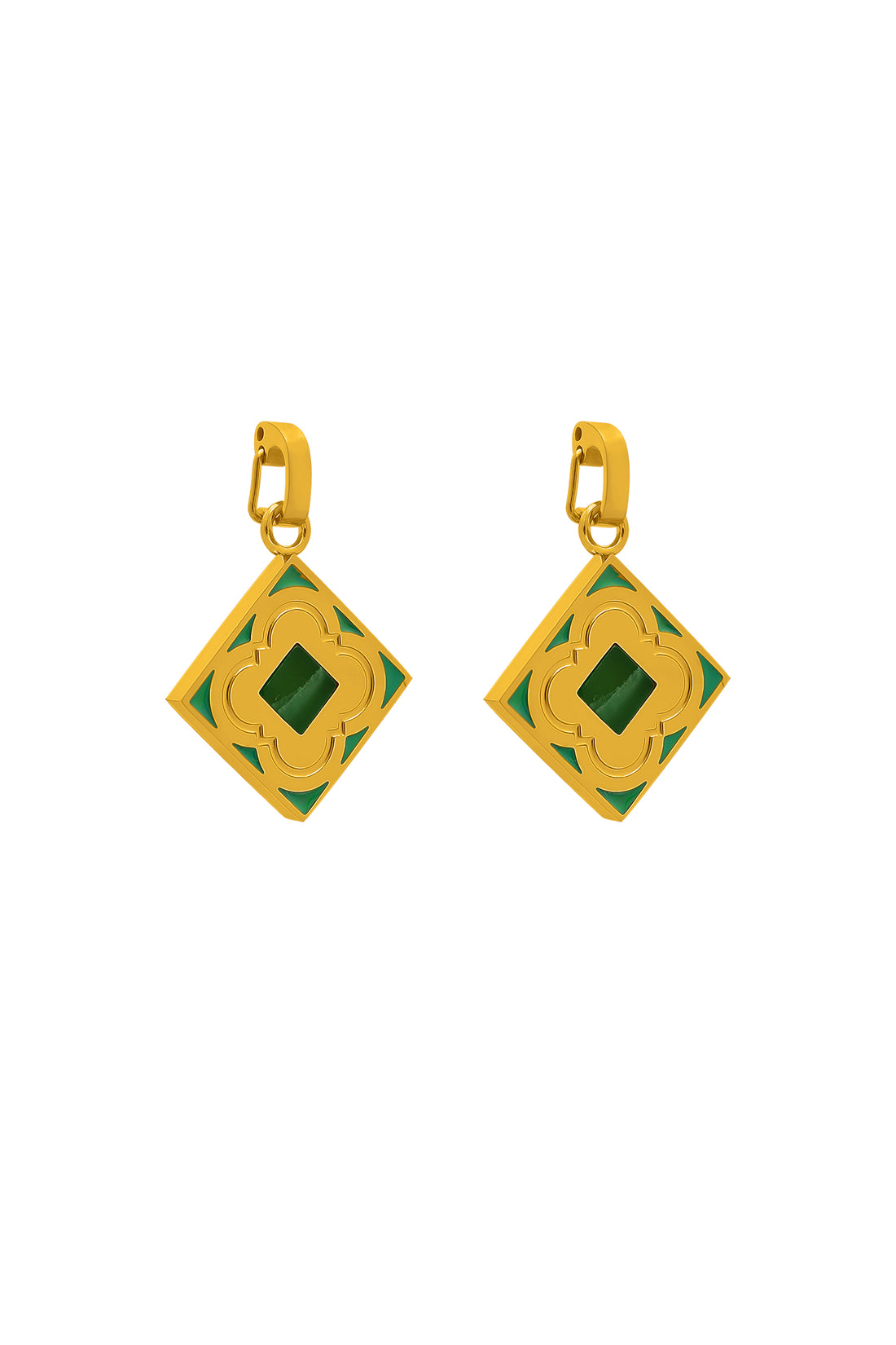 Malachite Logo Stone Pendant Earring Set