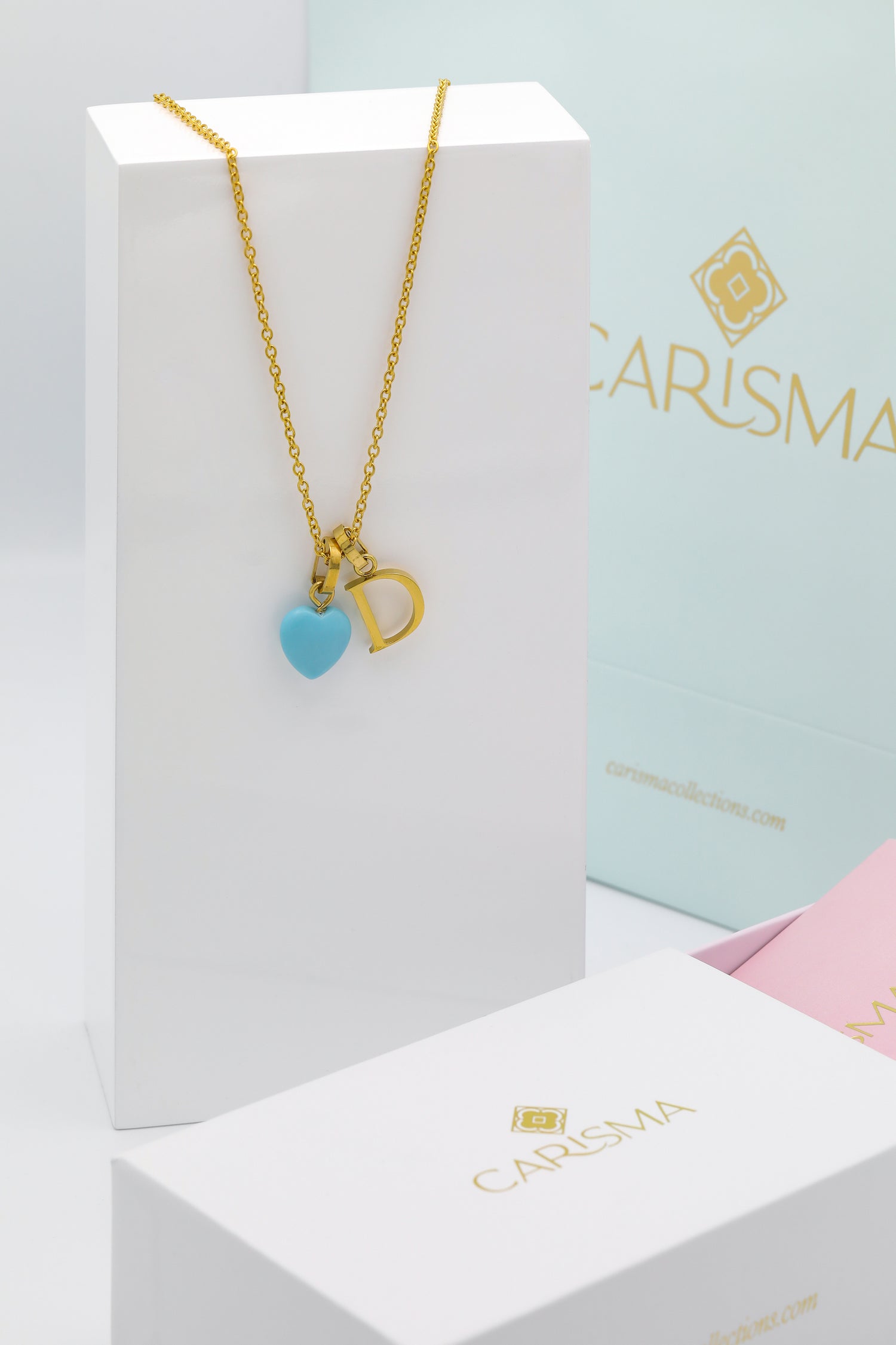 Letter Pendant &amp; Heart Birthstone Necklace Gift Set