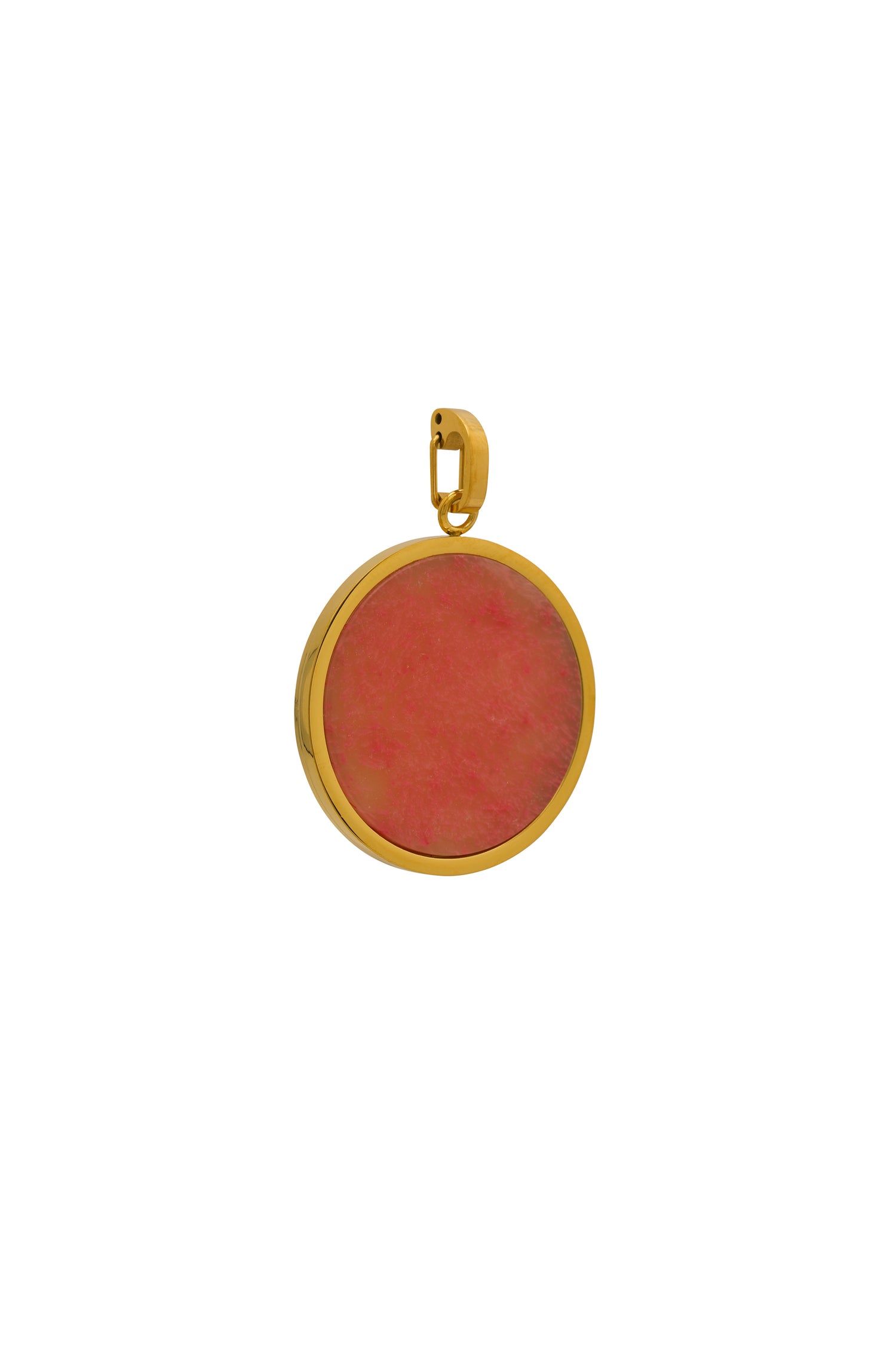 Pink Stone Large Circle Pendant