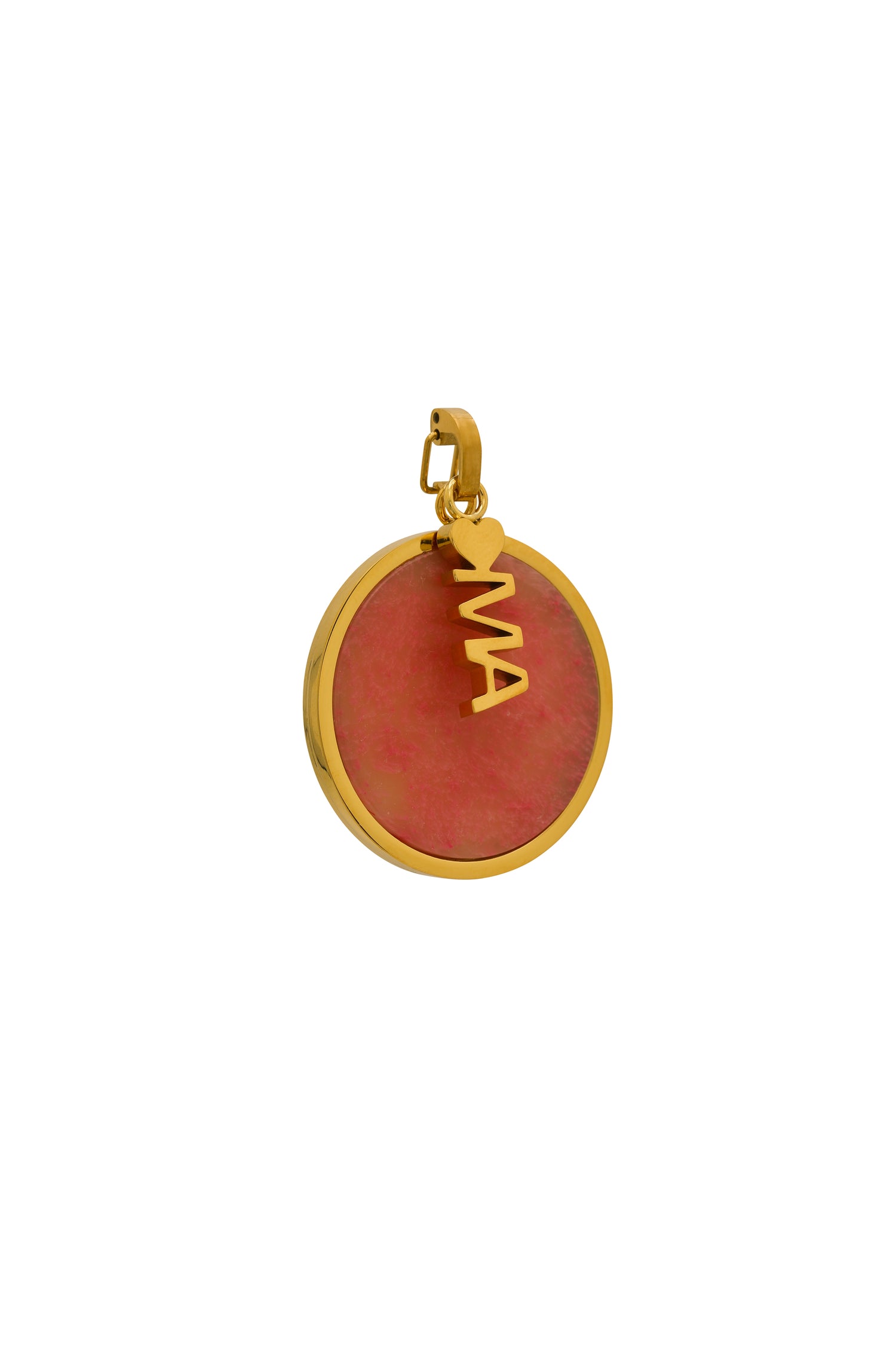 Pink Stone Large Circle Pendant