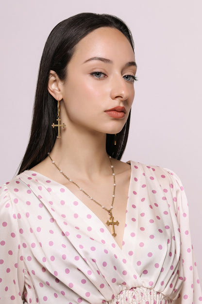 Pink Crystals Carisma Cross Pendant