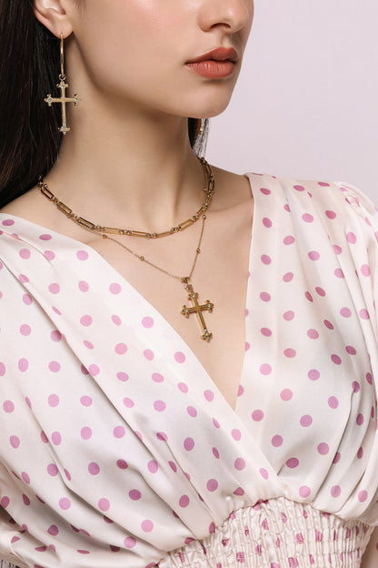 Blue Crystals Carisma Cross Necklace Gift Set