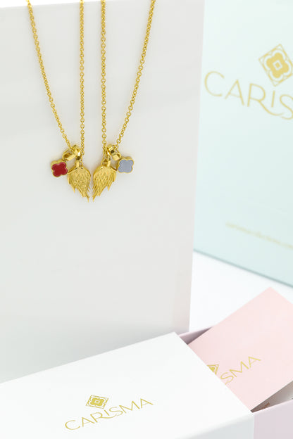 L-Aqwa Ħabiba Angel Wings Pendant &amp; Carisma Birthstone Pendant Gift Set