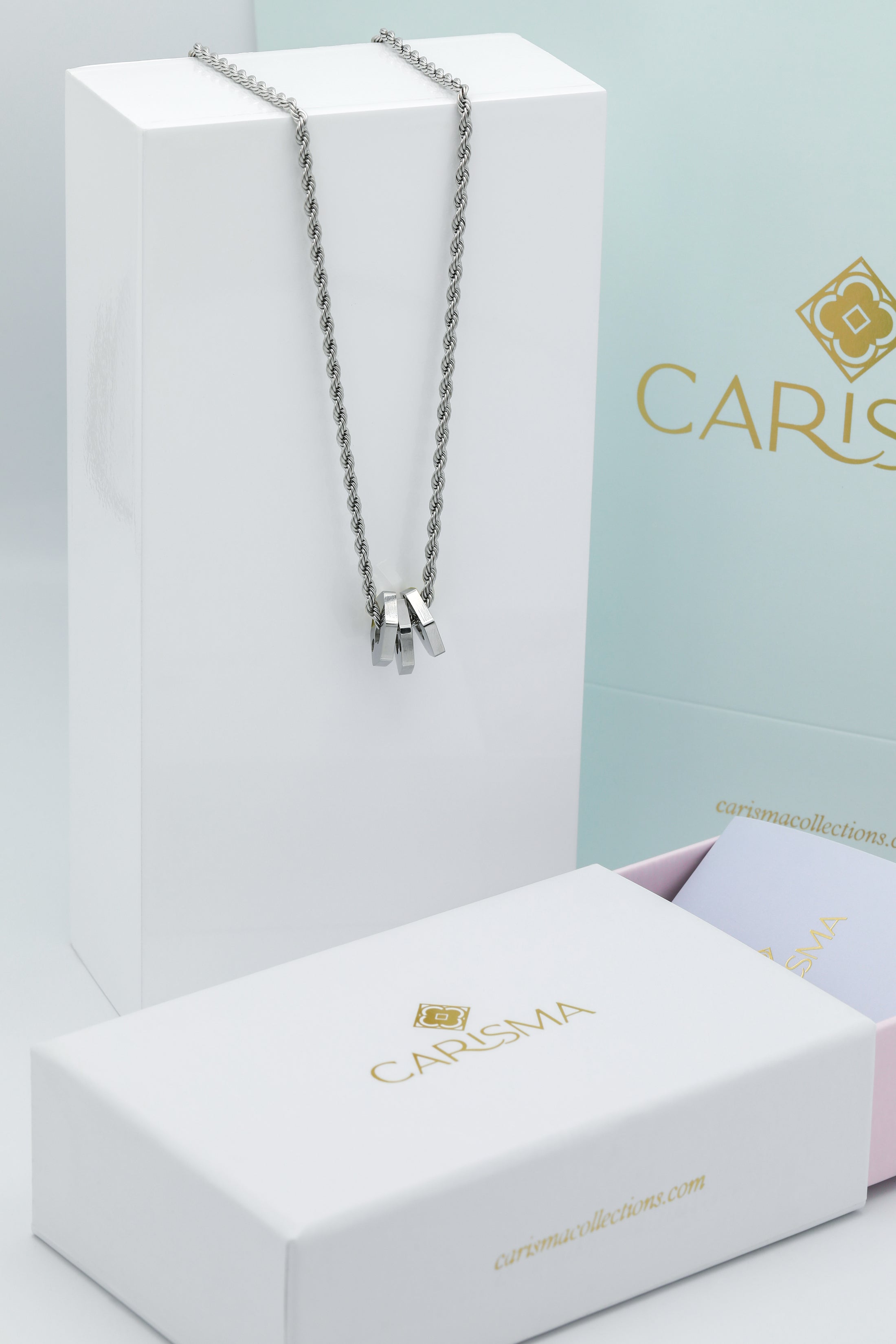 Silver Carisma Hexagon Pendant Gift Set