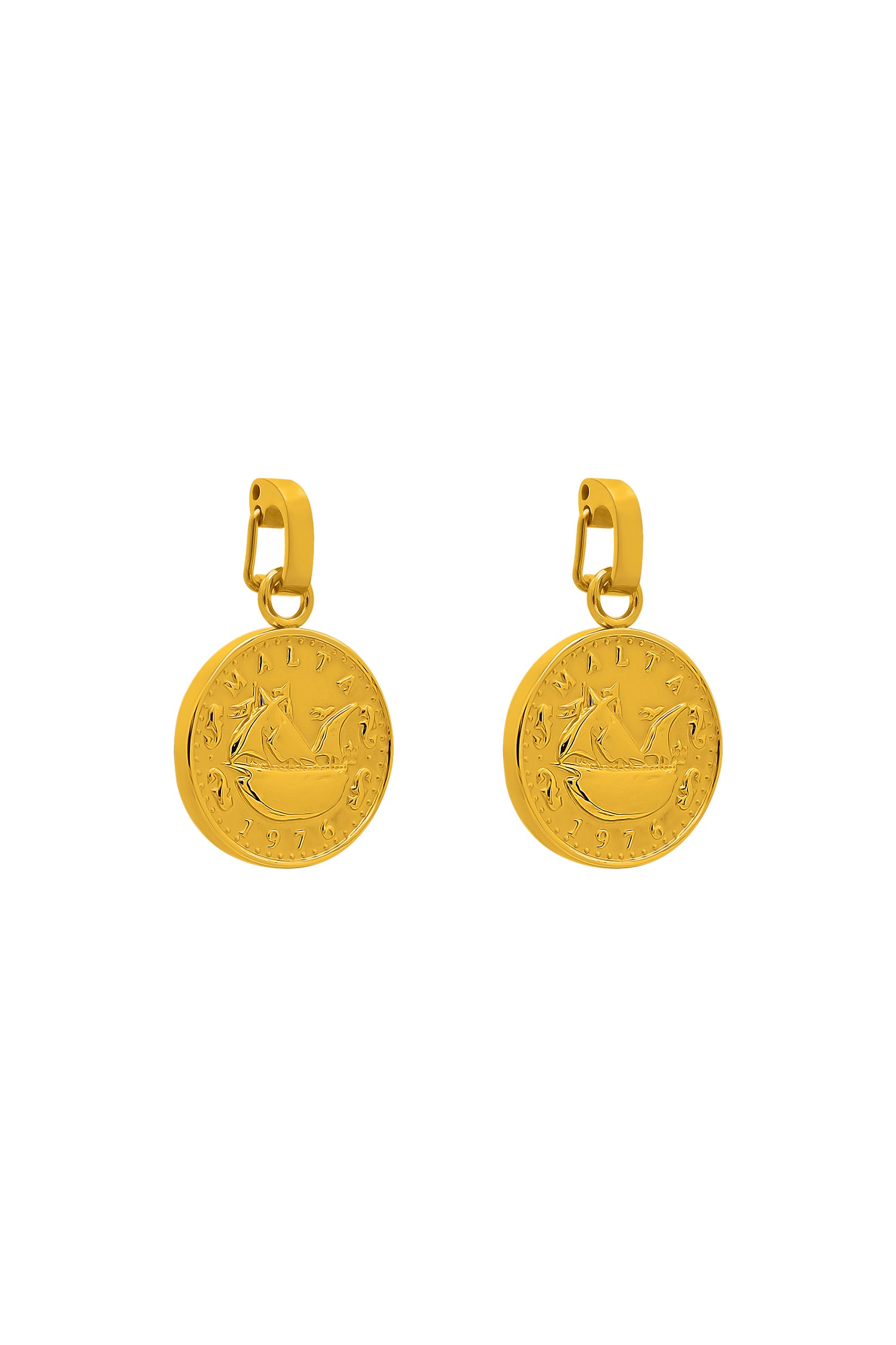 Xini Coin Embossed Pendant Earring Set