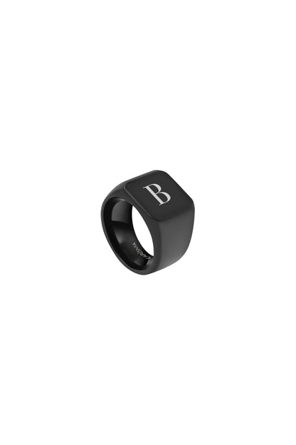 Matte Black Square Engravable Ring