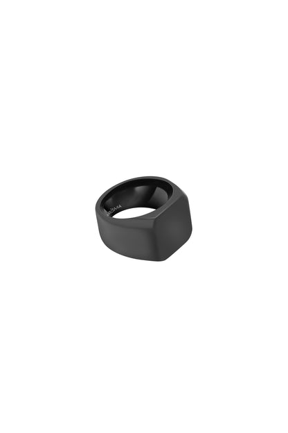 Matte Black Square Engravable Ring