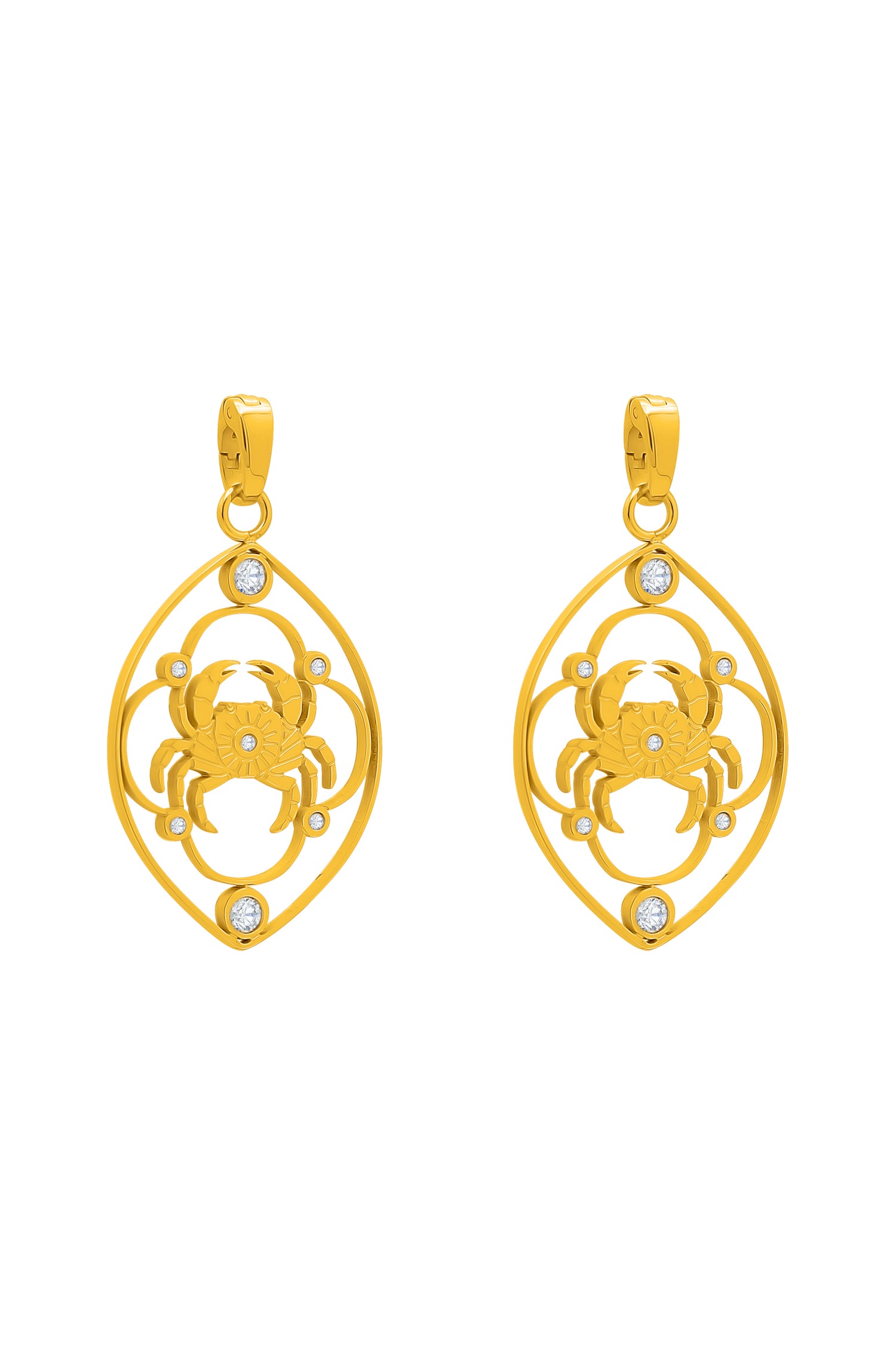 Qabru Zirconia Hollow Pendant Earring Set