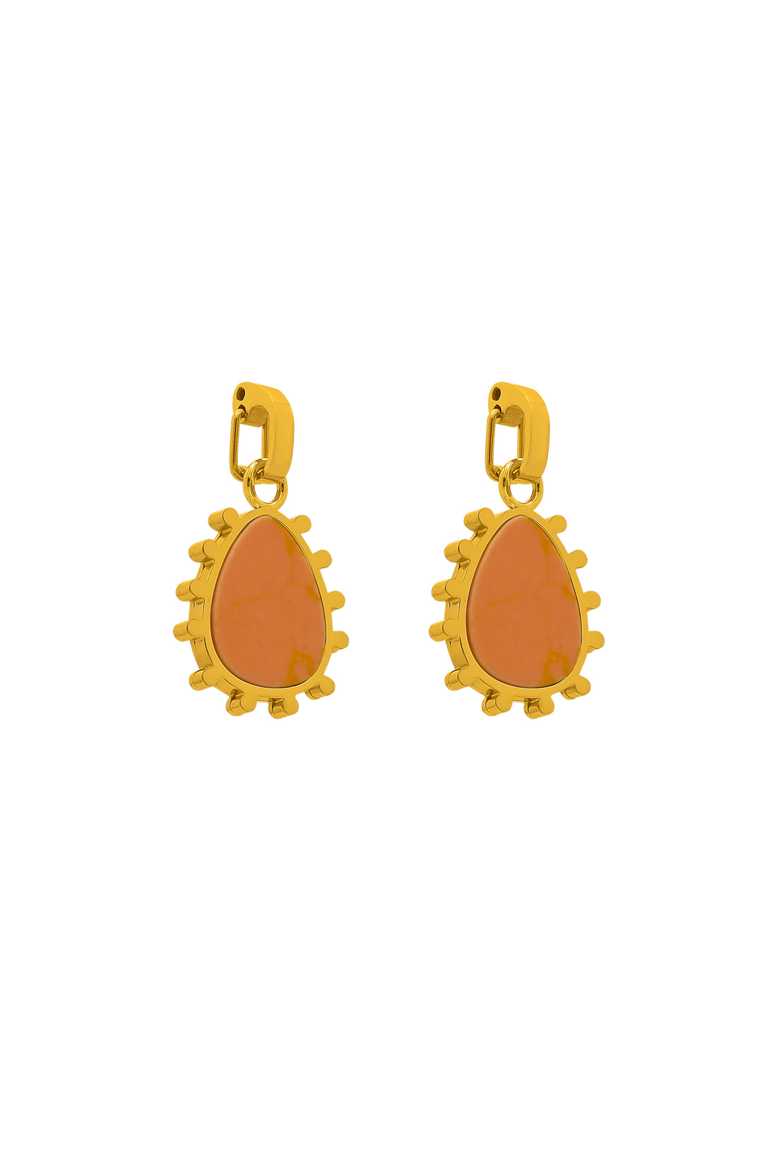 Prickly Pear Orange Stone Pendant Earring Set