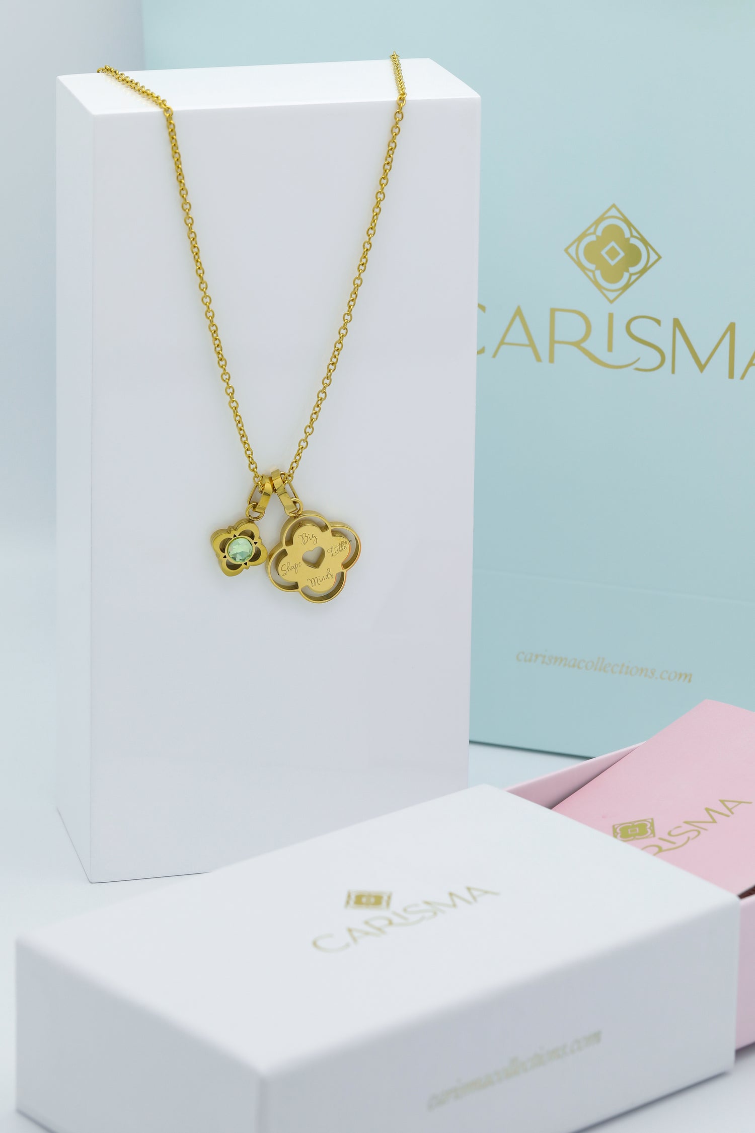 &quot;Big Hearts Shape Little Minds&quot; Carisma Teacher Pendant &amp; Carisma Logo Birthstone Pendant Gift Set