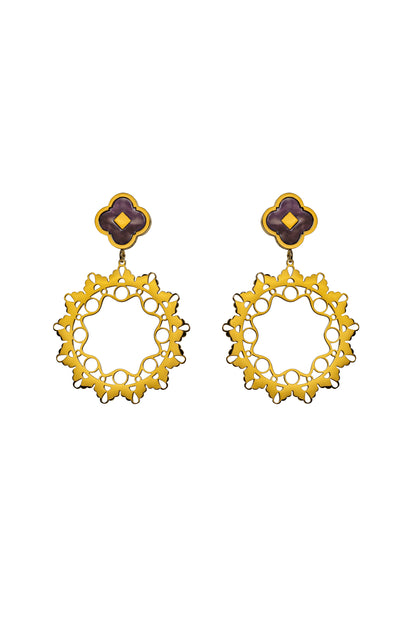 Lavender Stone Maltese Lace Earring Set