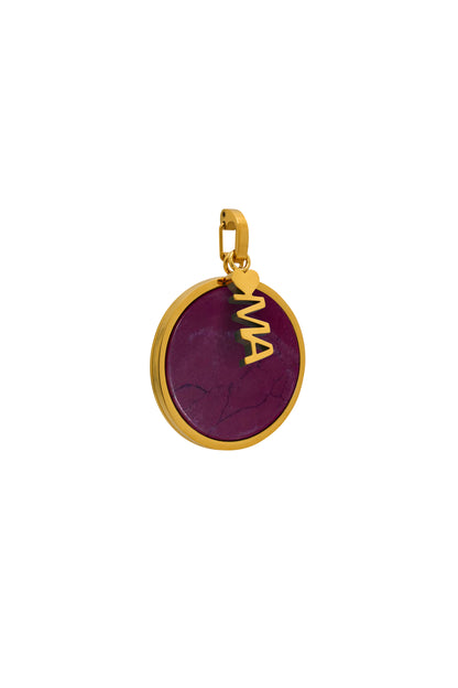 Maroon Stone Marble Large Circle Pendant