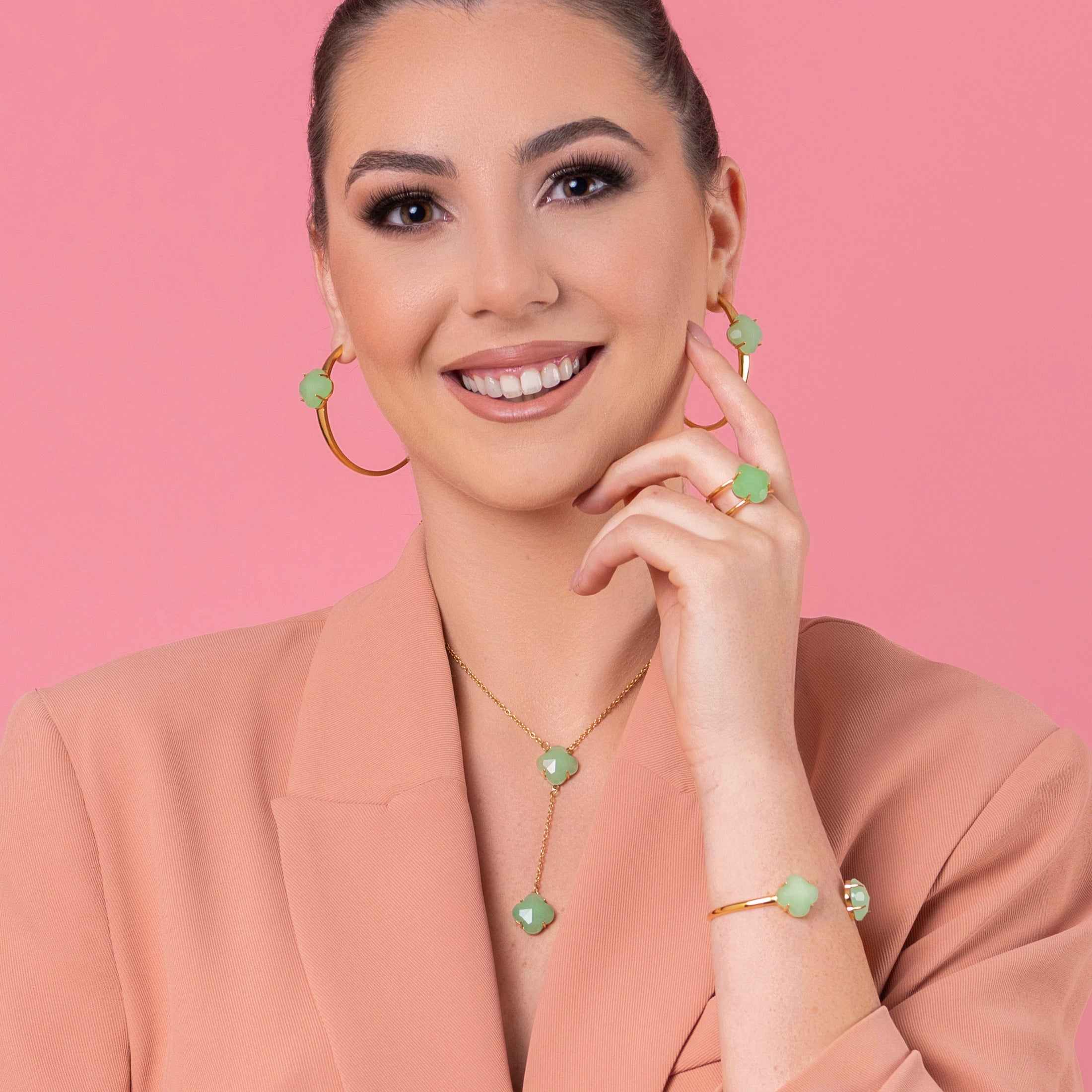 Stone Station Oversized Hoop Earring Set