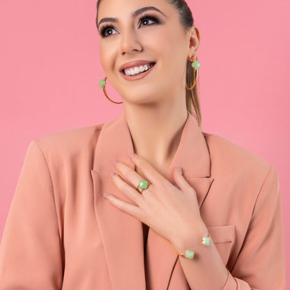 Stone Station Oversized Hoop Earring Set