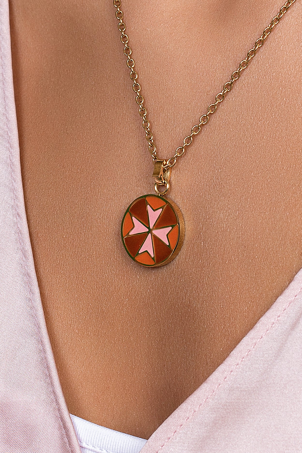 Hazel Brown Maltese Cross Pendant