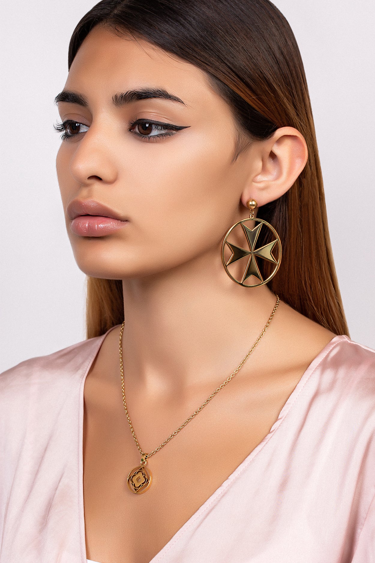 Maltese Cross Hoop Earring Set