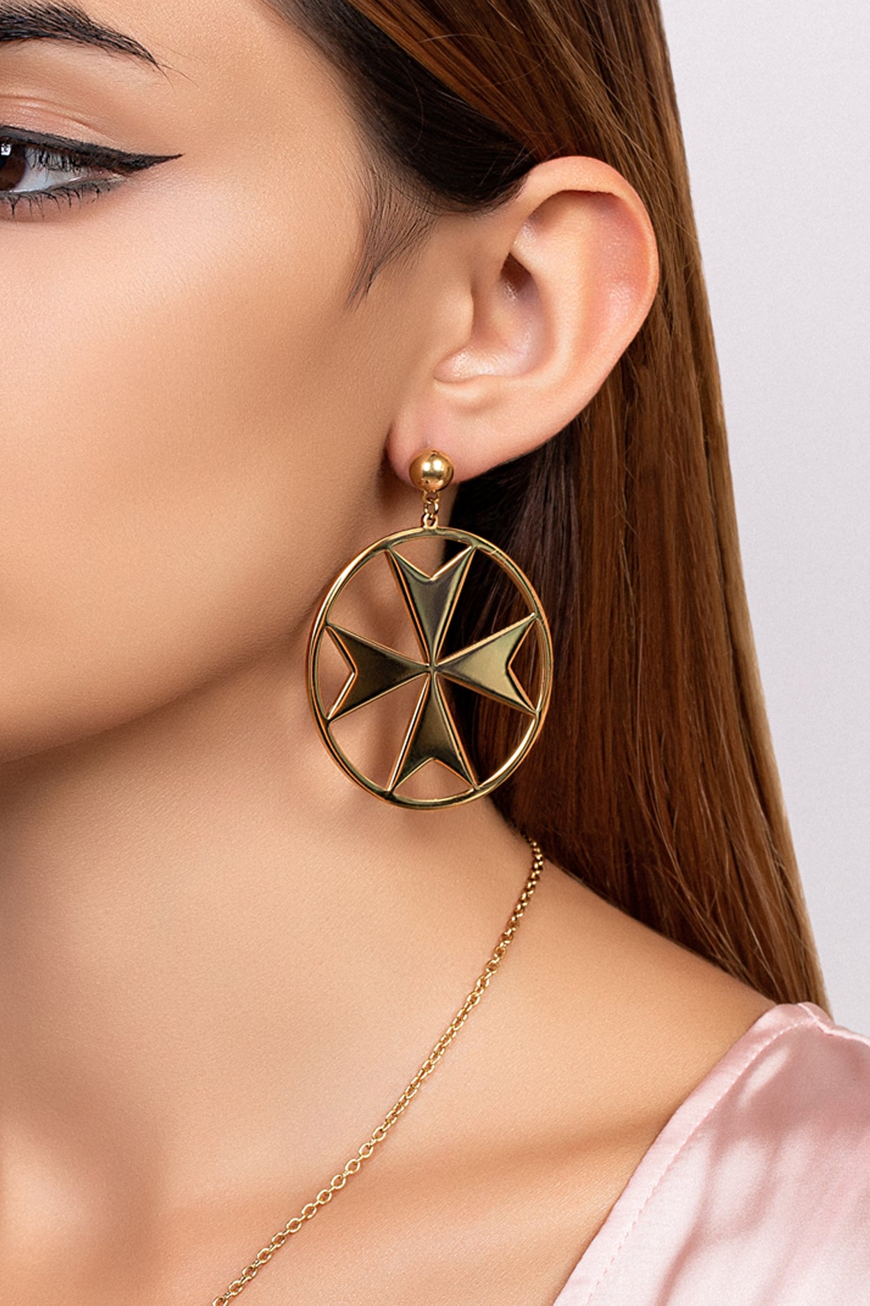 Maltese Cross Hoop Earring Set