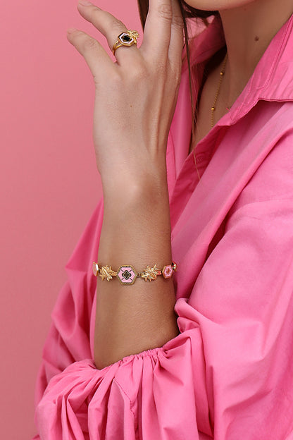 Reġina Pink &amp; Black Enamel Ring