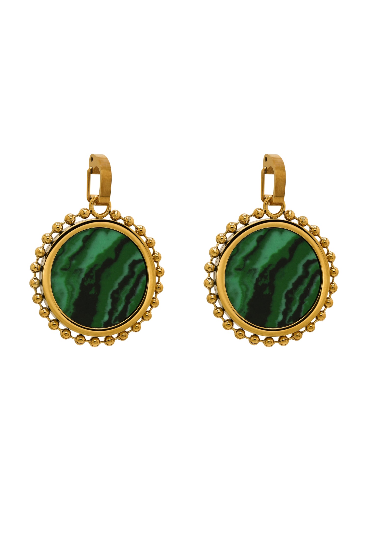 Malachite Stone Pendant Earring Set