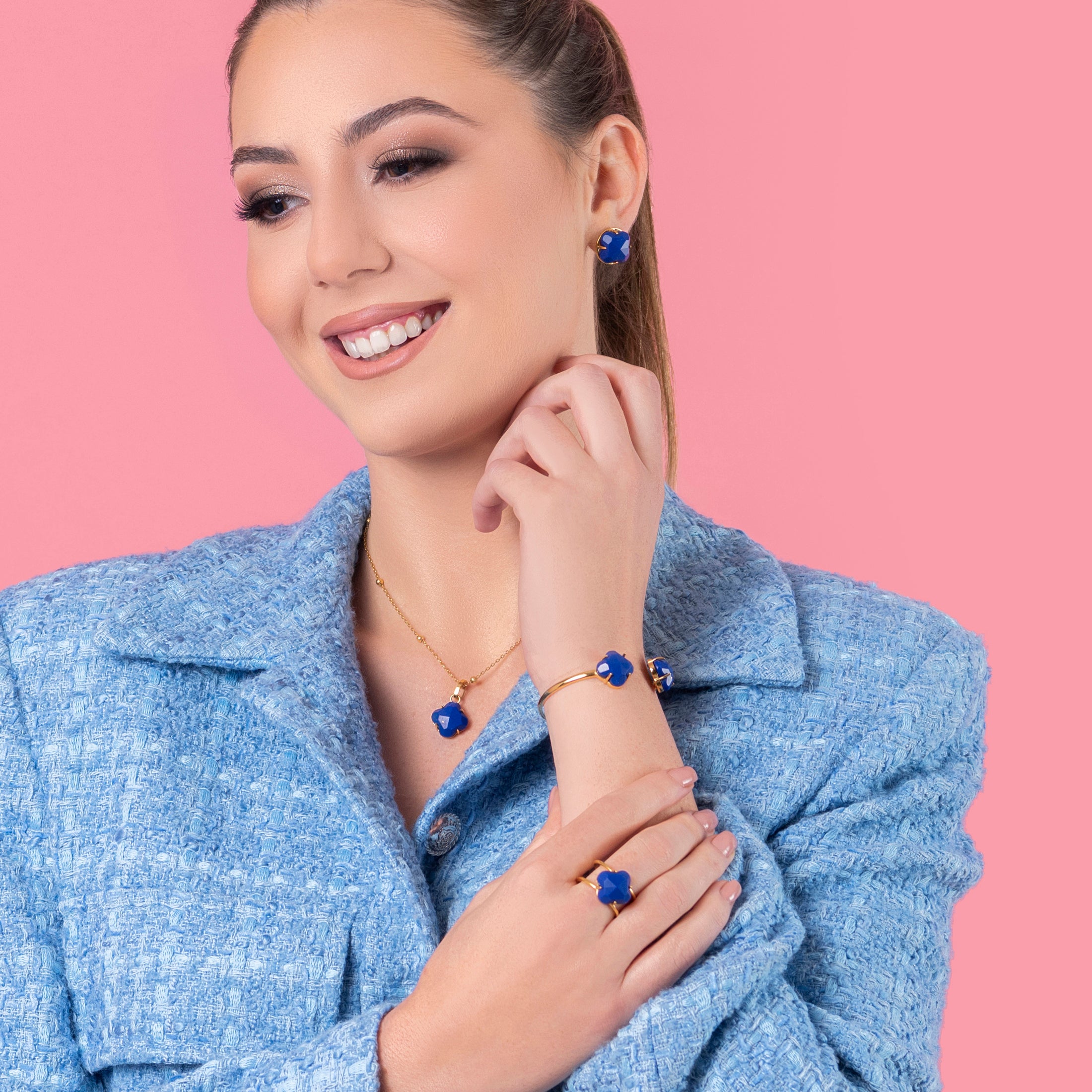 Stone Station Stud Earring Set