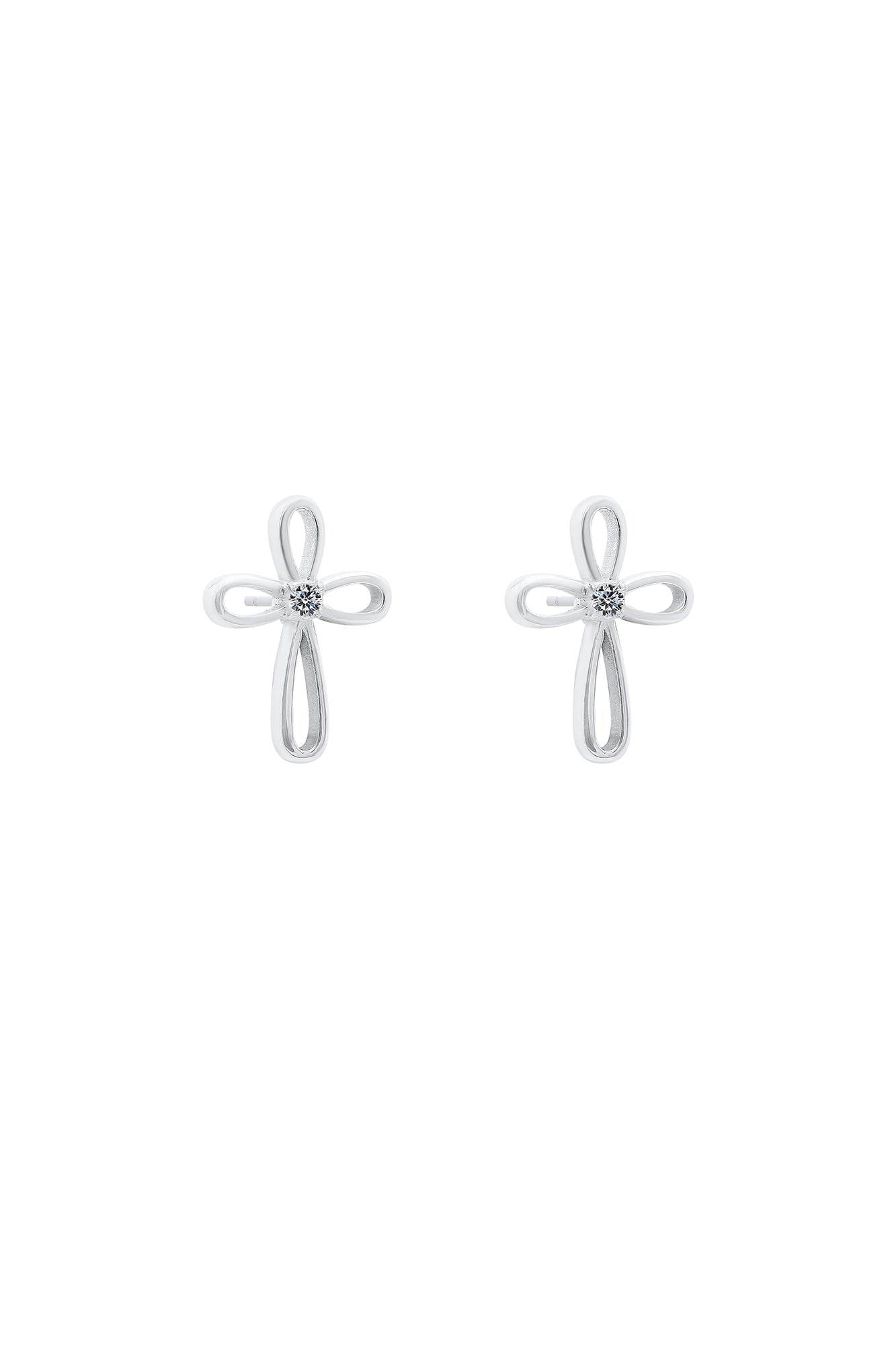 Silver Cross Stud Earring Set