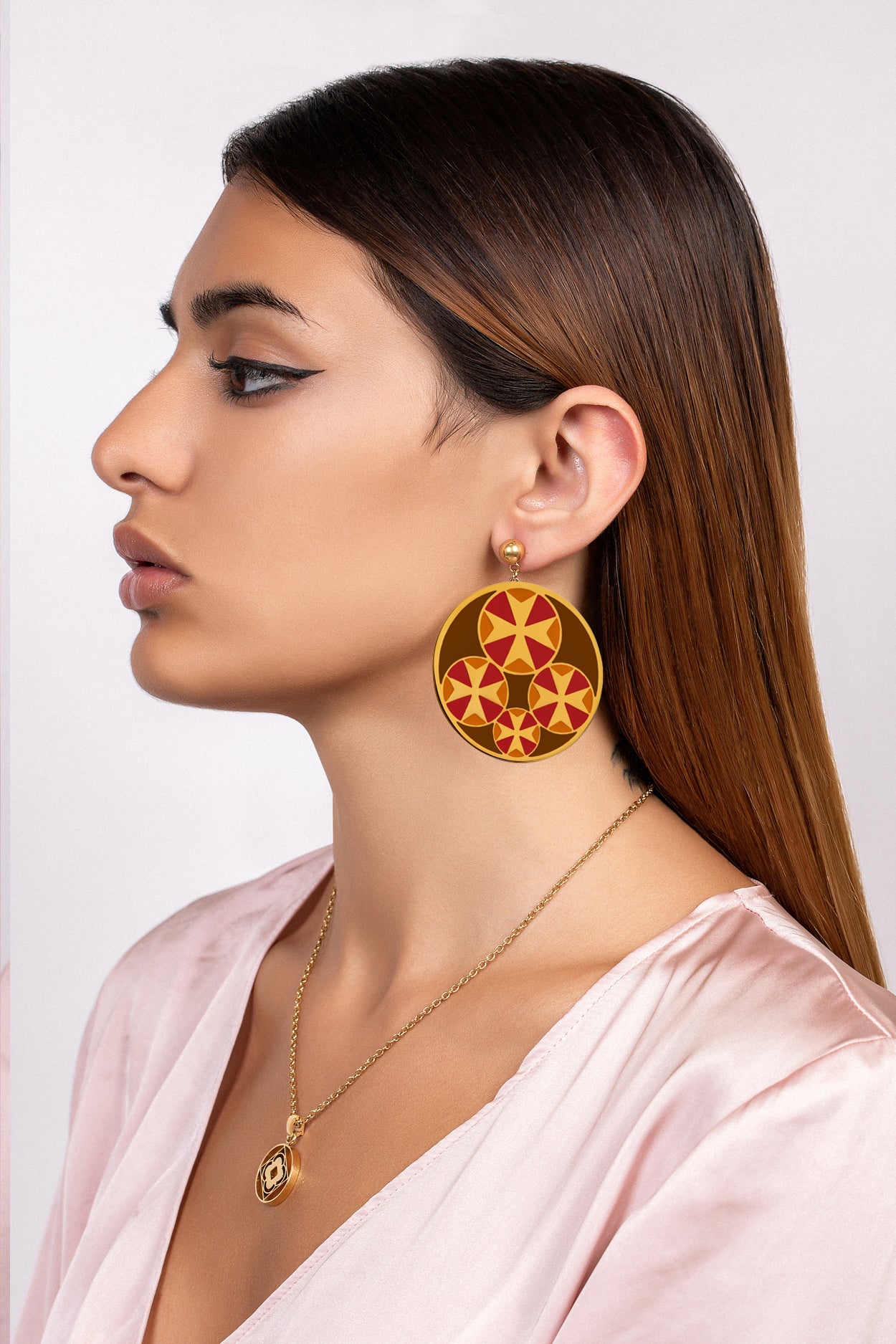 Flame Tetrad Maltese Cross Earring Set