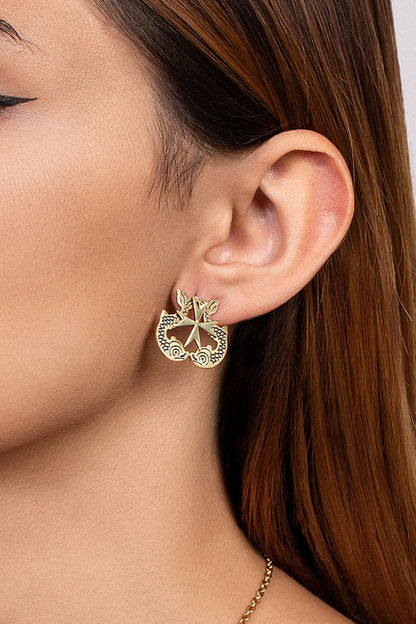 Dolphin &amp; Maltese Cross Stud Earring Set