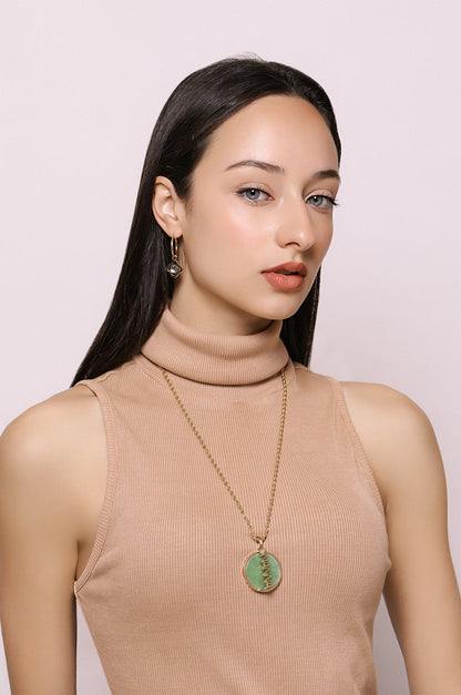 Jade Stone Large Circle Pendant