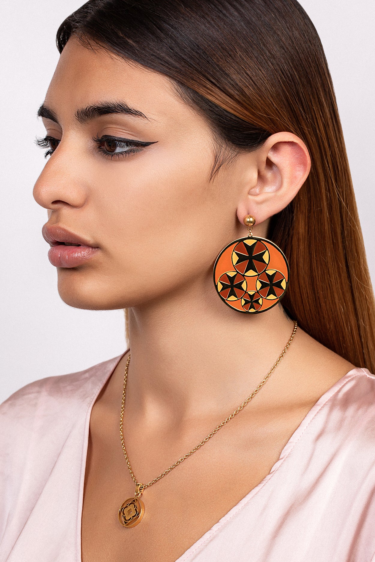 Hazel Brown Tetrad Maltese Cross Earring Set