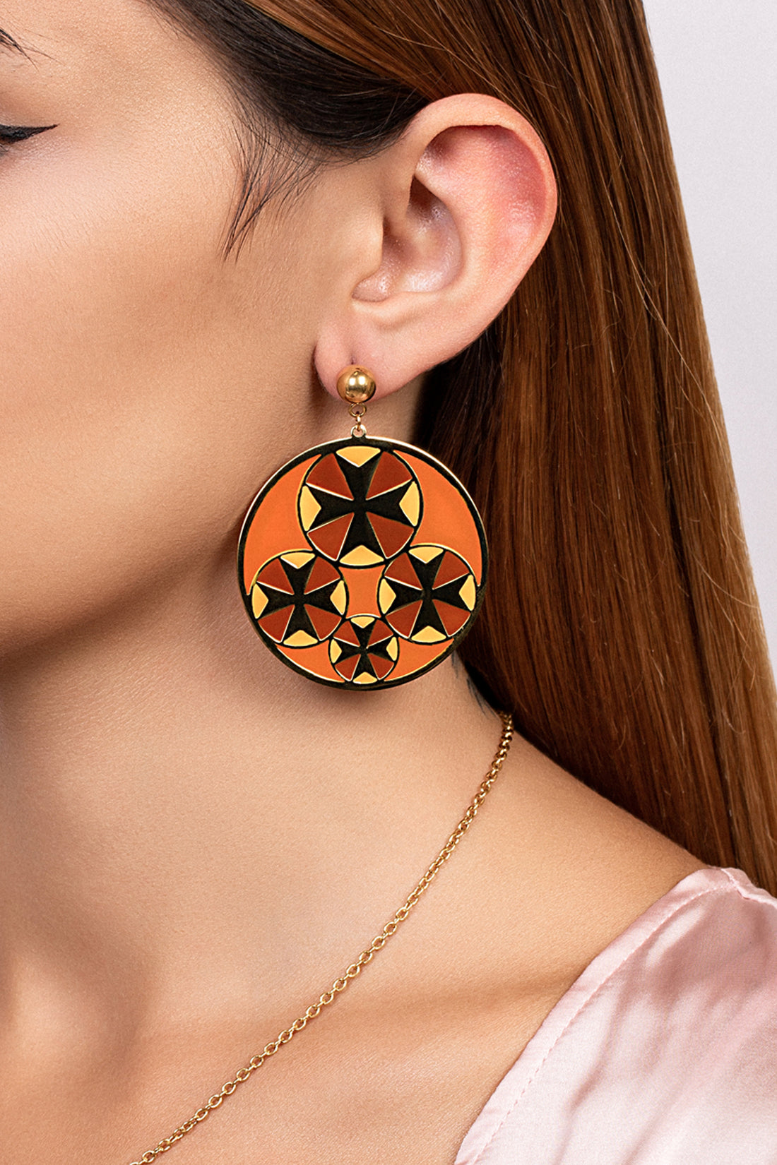 Hazel Brown Tetrad Maltese Cross Earring Set